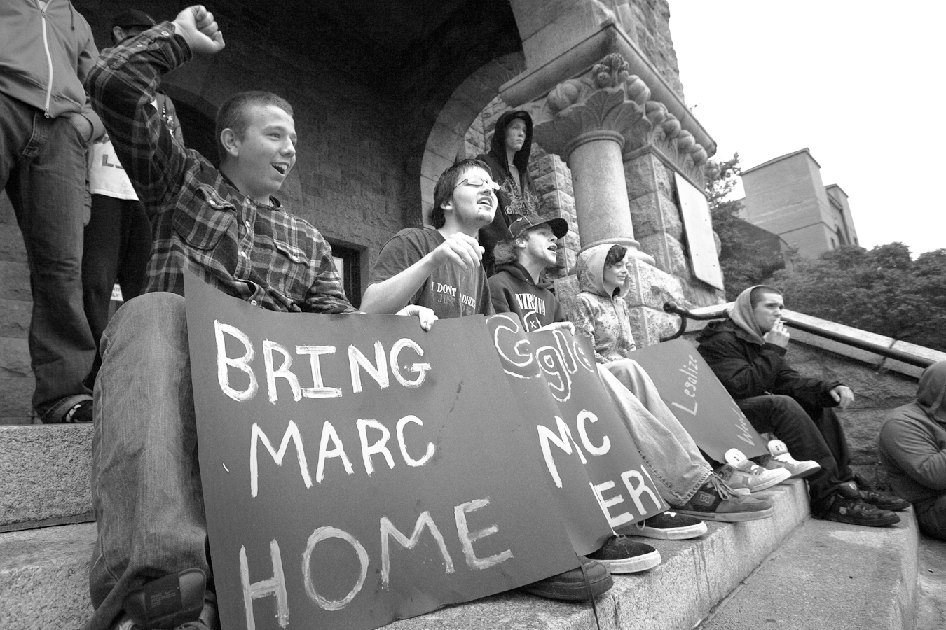 A group protests the inprisonment of Marc Emery - Courthouse Steps - Water Street