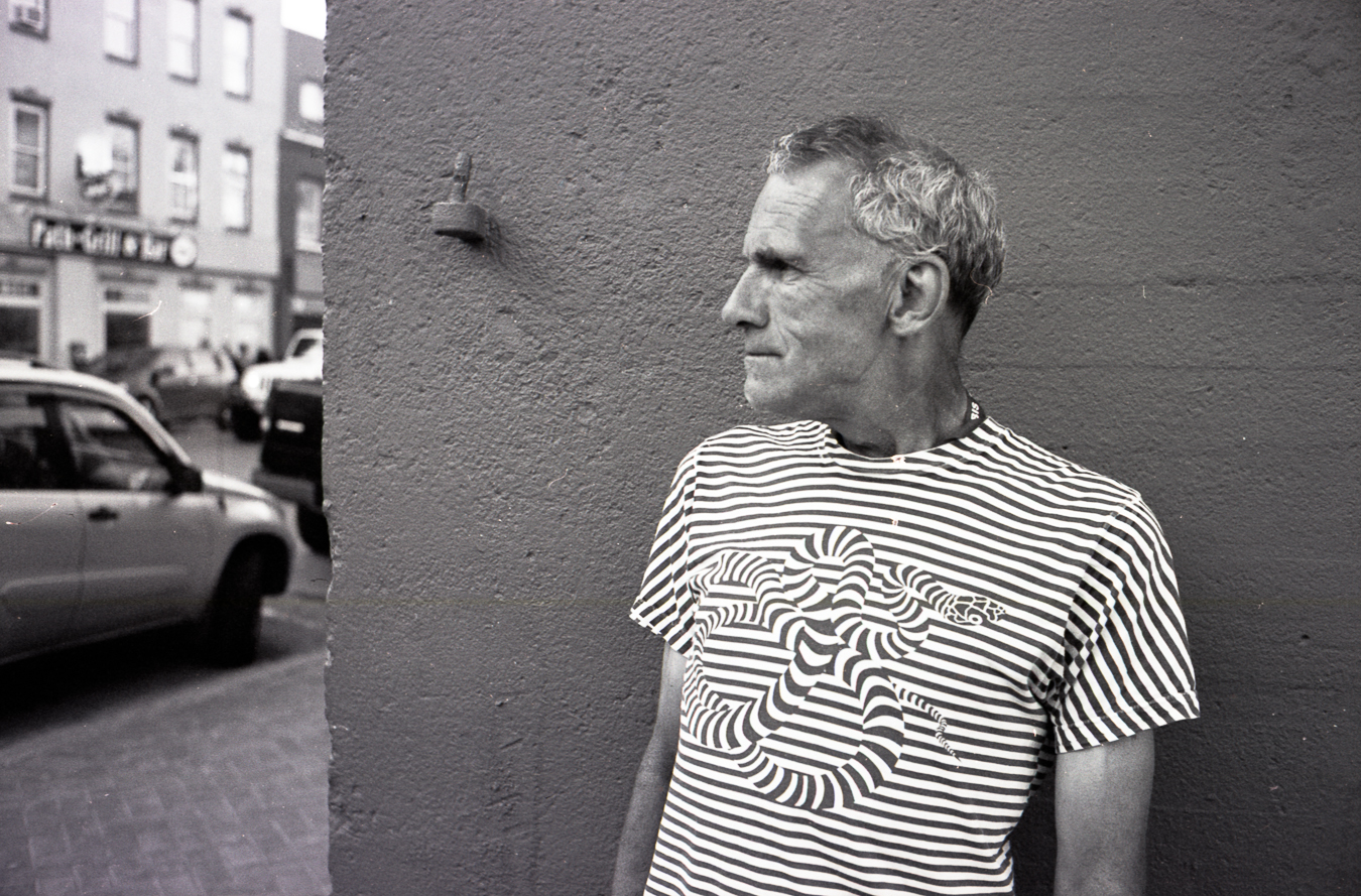 Donniie Dunne and his psychedelic Tee - Summer 2014 - Water Street - Blue on water