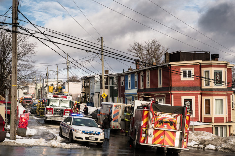 Emergency response for a fire in a basement apartment - Cabot Street