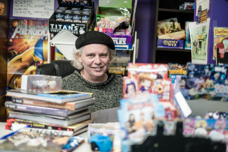Wallace In His Natural Environment on new comic book day - Downtown Comics - Duckworth street