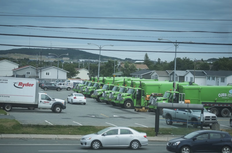 A large grouping of Sanitation trucks - Newfoundland Drive