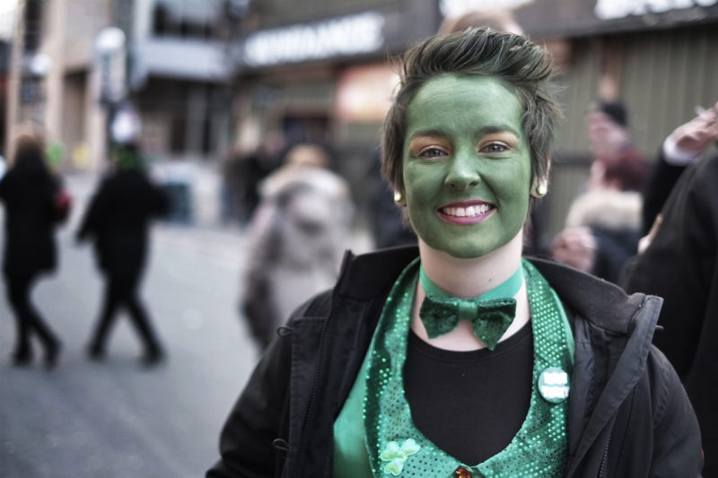 Someone is geared up for a green evening - Happy St. Patricks Day - George Street